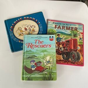 Bundle of Vintage Children’s Books Disney, Charlie Brown, Farmer
